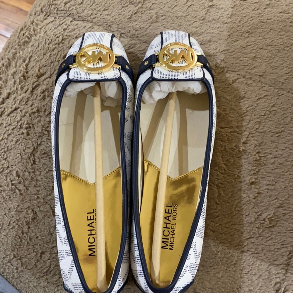 white micheal kors flats